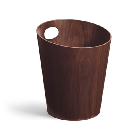 Walnut Paper Waste Basket with Handle