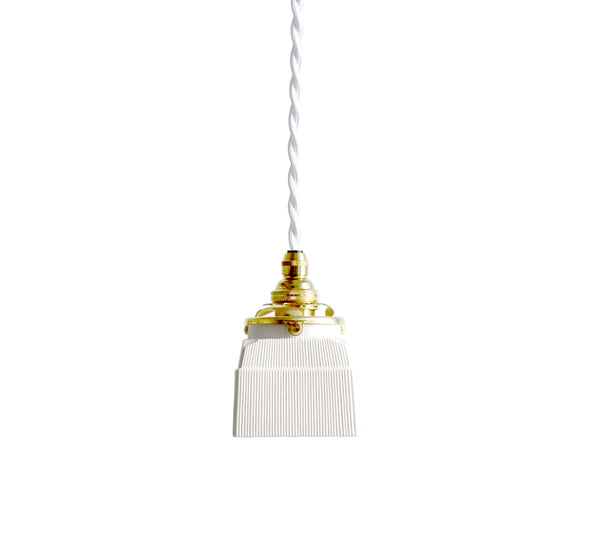 Porcelain Pendant - Square Fine Line SS