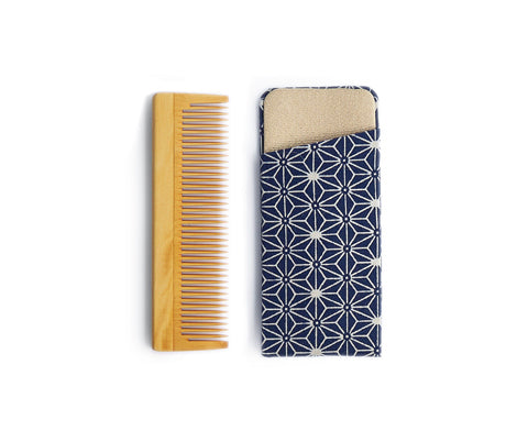 Boxwood Comb with Case - Asanoha I (Bold Leaves) (OUT OF STOCK)