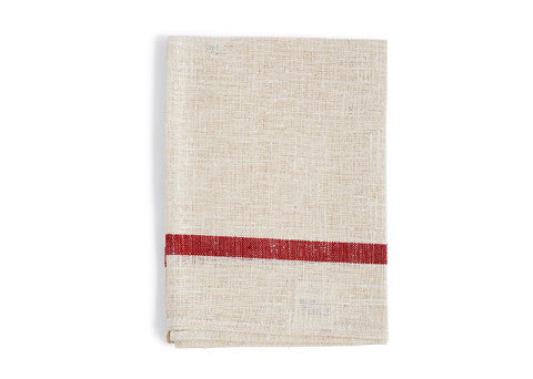 Thick Linen Kitchen Cloth - White with Red Stripes