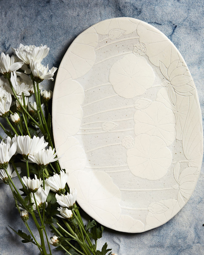 Sgraffito Oval Serving Plate (OUT OF STOCK)