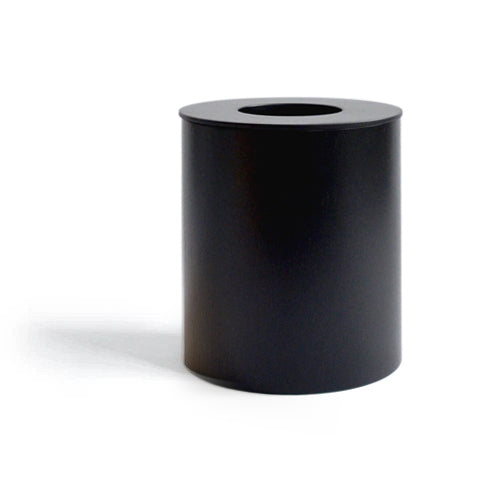Black Ash Paper Waste Basket with Cutout Lid