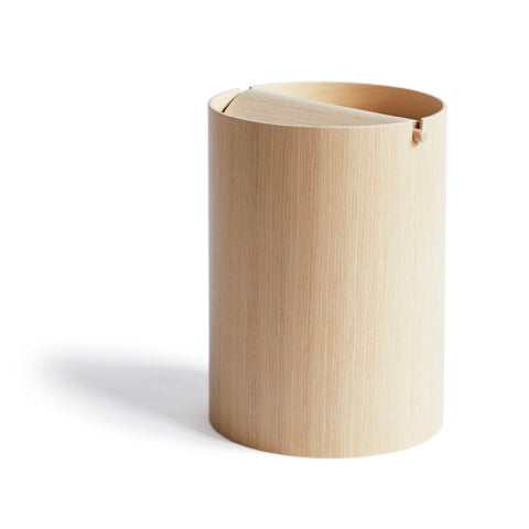 White Oak Paper Waste Basket with Lid - Small