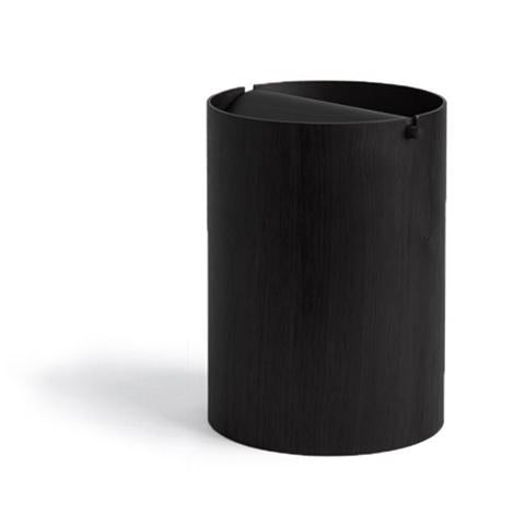 Black Ash Paper Waste Basket with Lid - Small