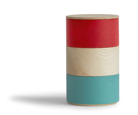 Border Three Tiered Containers - Turquoise, Natural, Red (OUT OF STOCK)