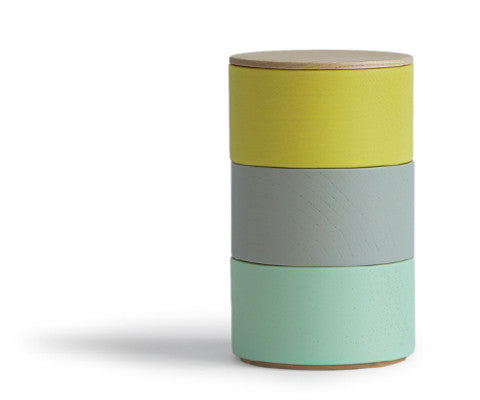 Border Three Tiered Containers - Gray, Mint, Yellow (OUT OF STOCK)