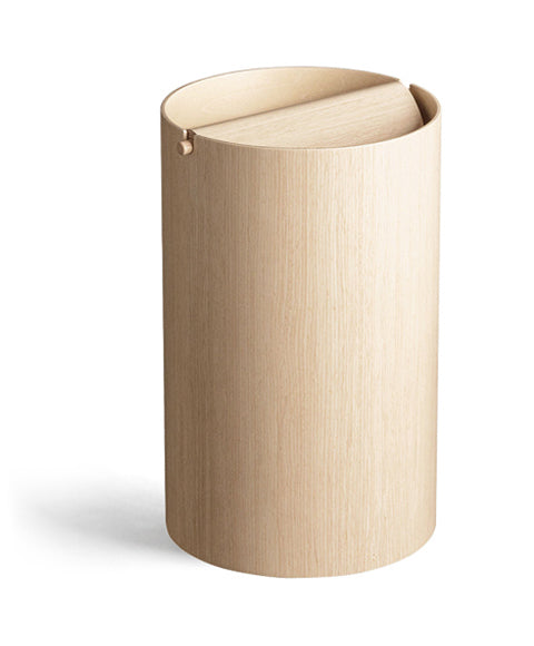 White Oak Paper Waste Basket with Lid - Large