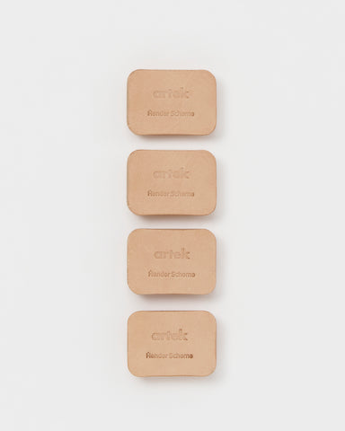 Backside of leather shoe by Artek and Hender Scheme on a  gray background