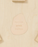 Up-close of backside of stool with shoes by Artek and Hender Scheme on a gray background