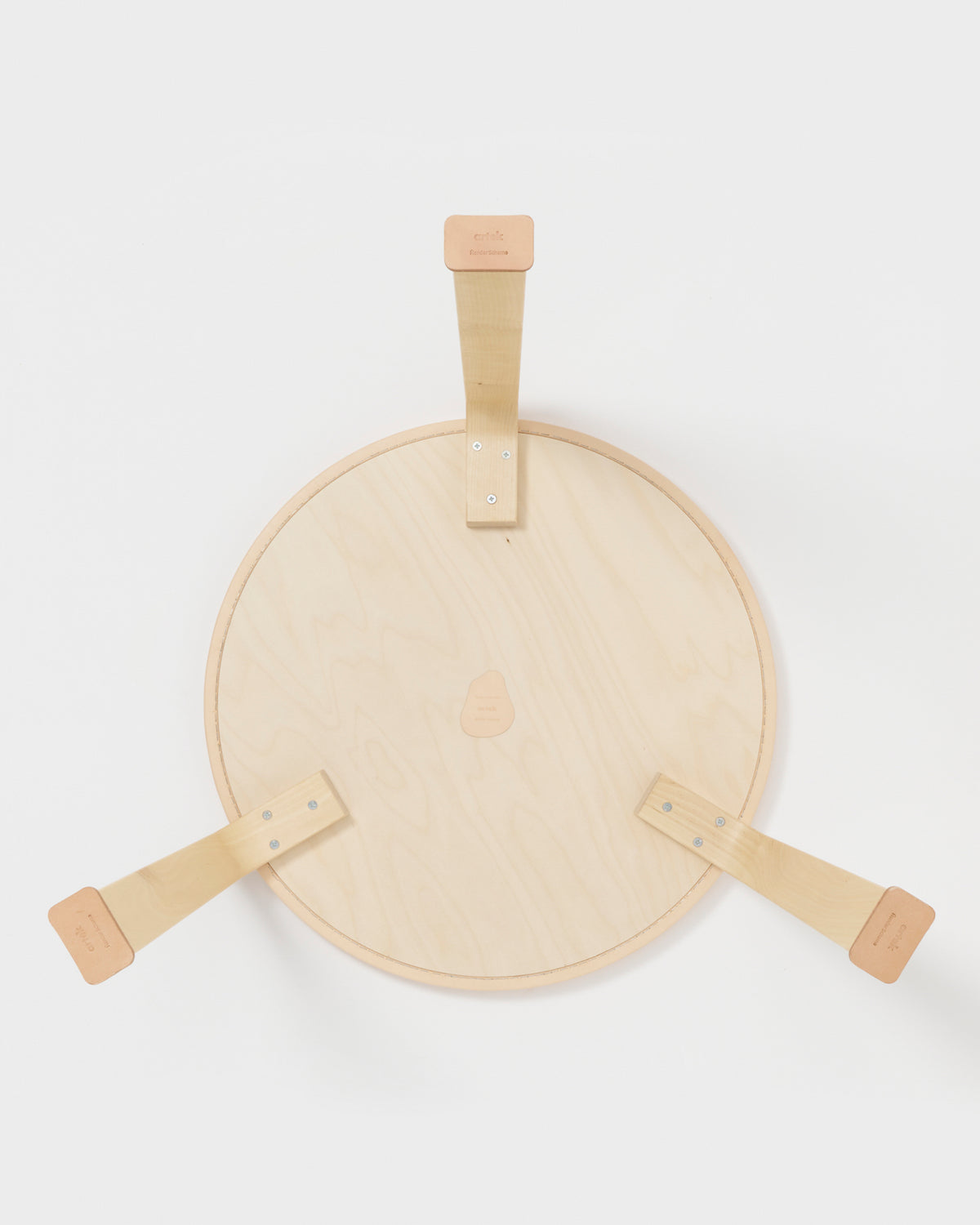 Backside of table 90c by Hender Scheme and Artek on a gray background.