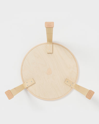 Backside of table 90c by Hender Scheme and Artek on a gray background.