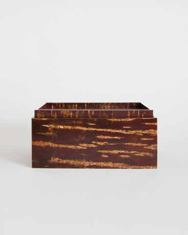 Wooden box by Denshiro on a gray background