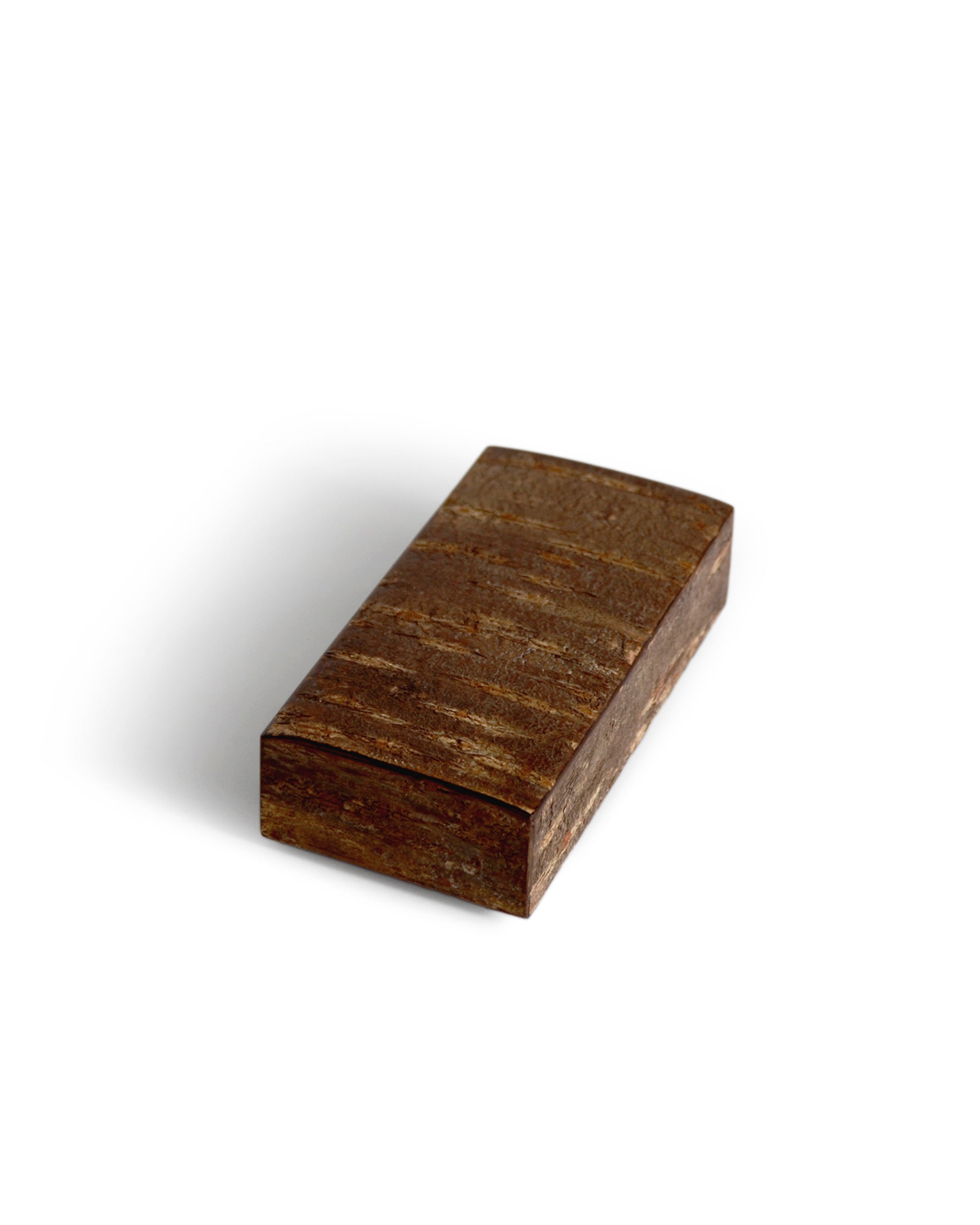 Small rectangular wooden box on a white background