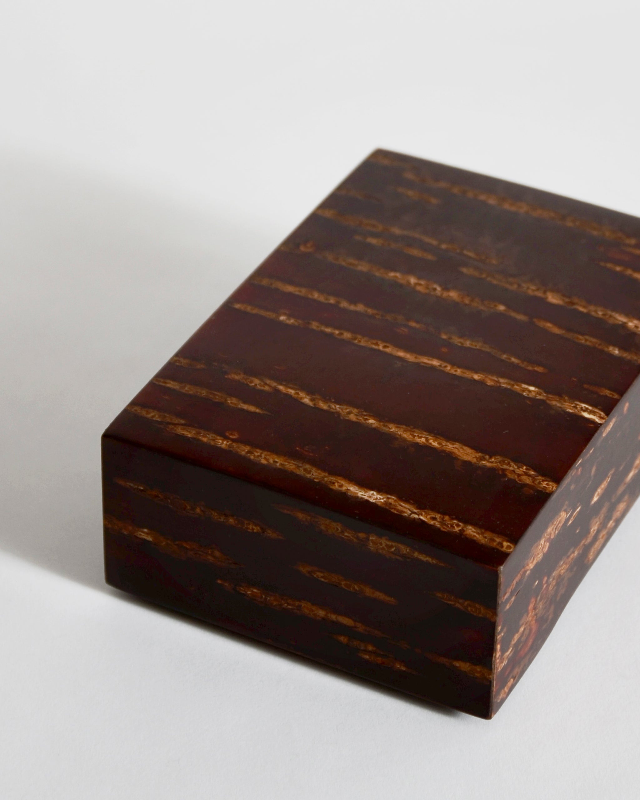 Rectangular smooth wooden box by Denshiro on a white background