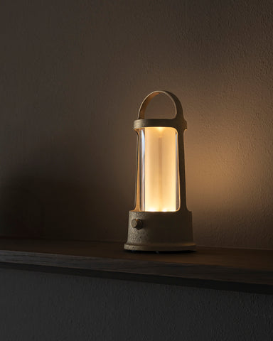 Arc lantern by Futagami on a shelf 