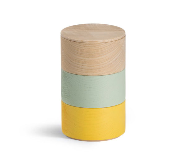 Border Three Tiered Containers - Yellow, Mint, Natural
