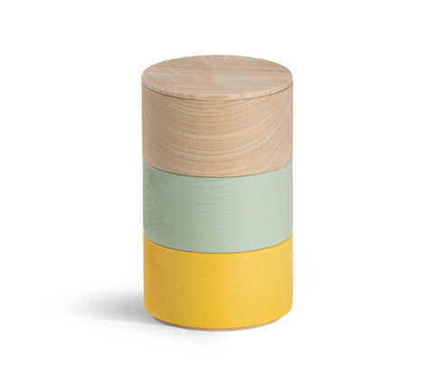 Border Three Tiered Containers - Yellow, Mint, Natural