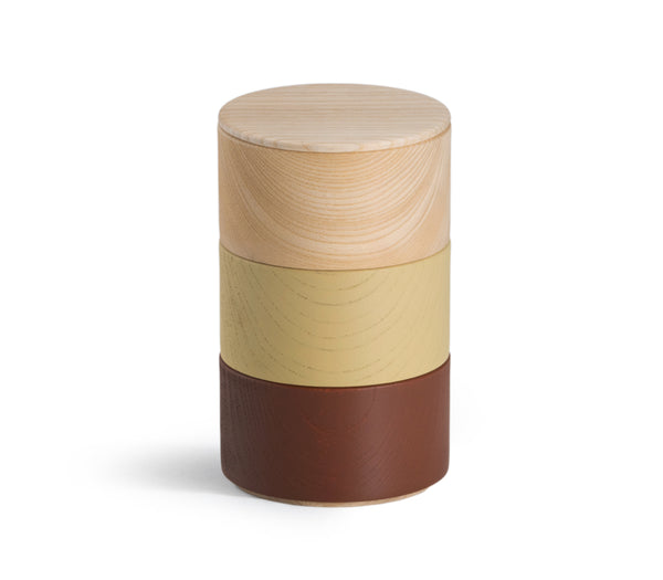 Border Three Tiered Containers - Brown, Mustard, Natural