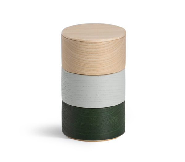 Border Three Tiered Containers - Emerald, Blue Gray, Natural