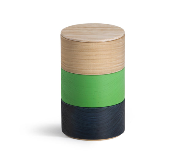 Border Three Tiered Containers - Navy, Green, Natural