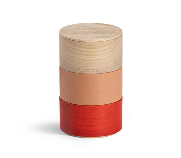 Border Three Tiered Containers - Red, Peach, Natural
