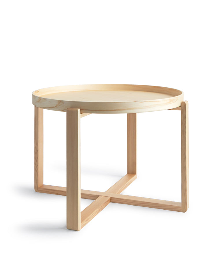 Silhouetted hinoki magewa tray table 540 against white background.