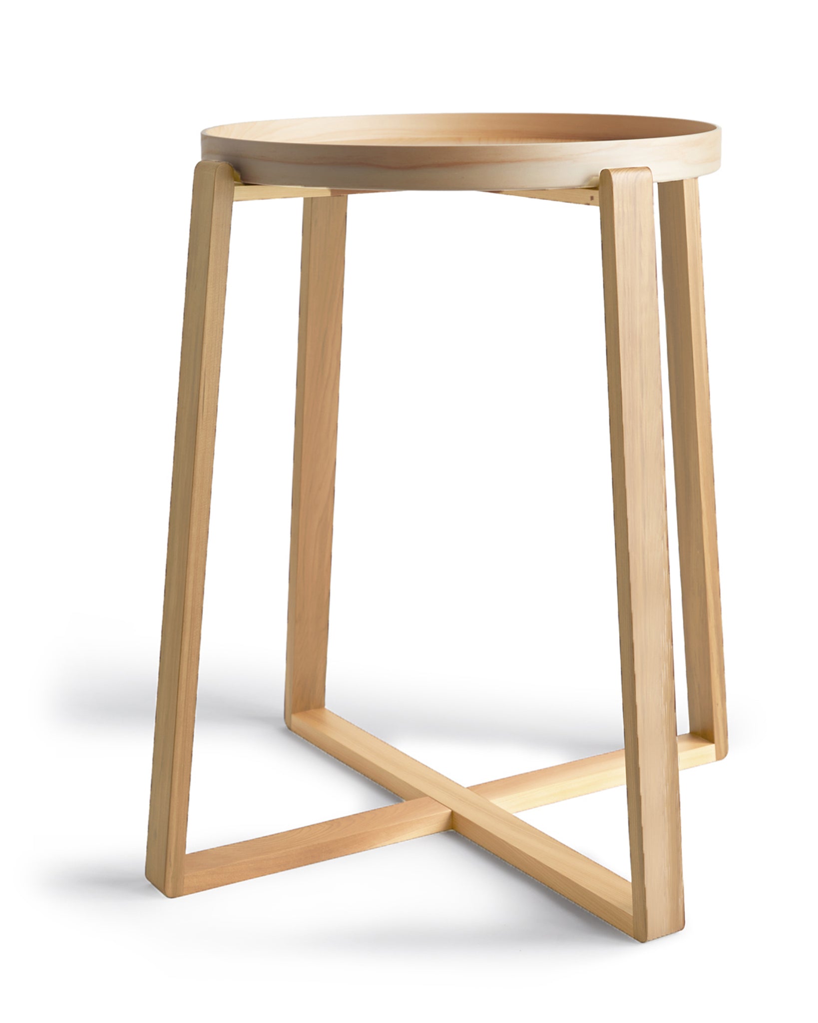 Silhouetted hinoki magewa tray table 450 against white background.