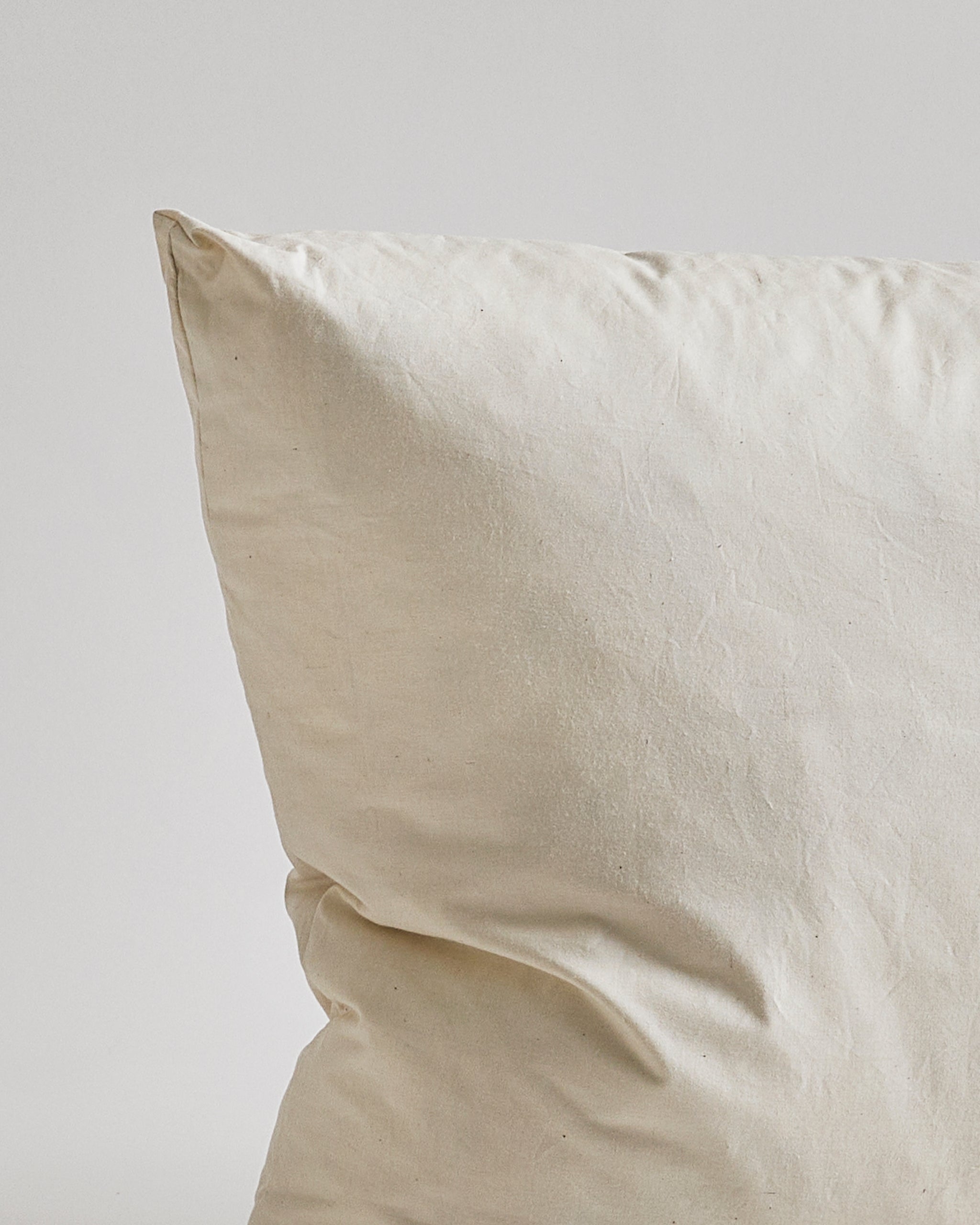 Close-up of Down and Feather Pillow by Iwata on gray background
