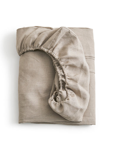 Unbleached Linen Sheets - Fitted Sheet - King