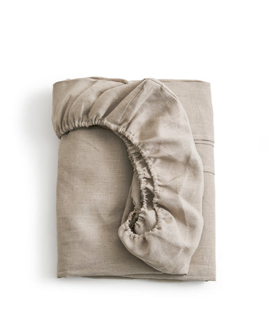 Unbleached Linen Sheets - Fitted Sheet - Queen
