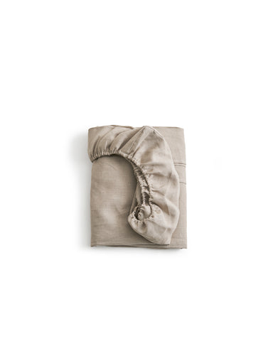 Unbleached Linen Sheets - Fitted Sheet - Single