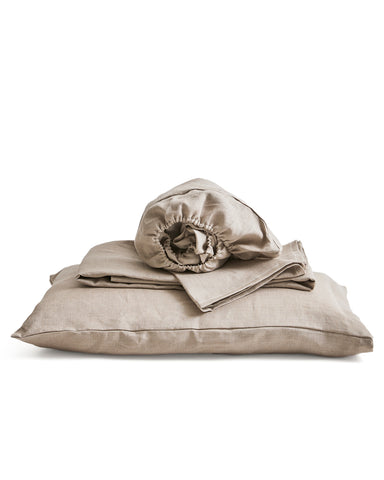 Unbleached Linen Sheet Set - King: 2 Pillow Cases, 1 Flat Sheet, 1 Fitted Sheet