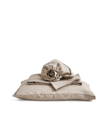 Unbleached Linen Sheet Set - Full: 1 Pillow Case, 1 Flat Sheet, 1 Fitted Sheet