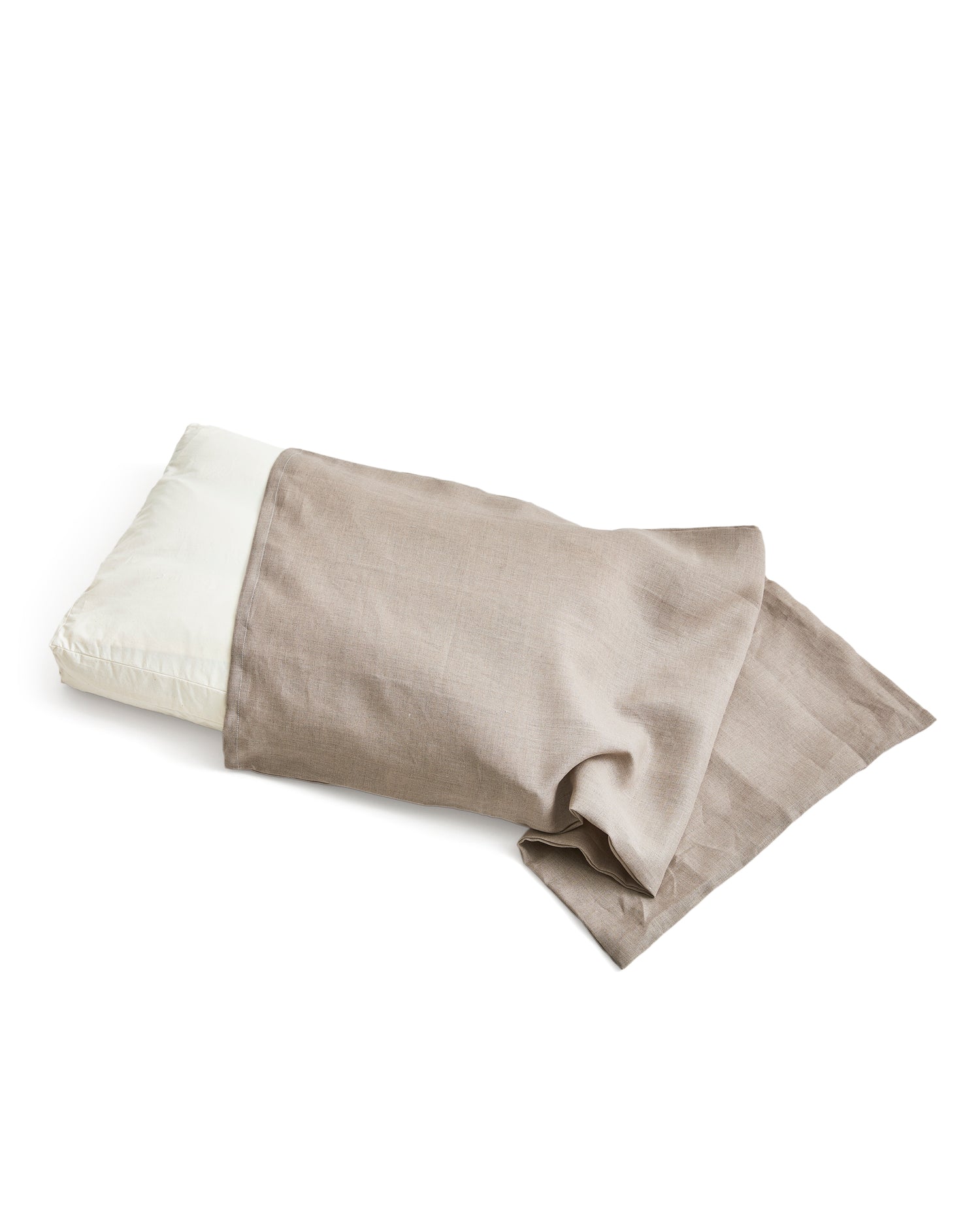 Pillow and linen pillowcase by Iwata on a white background