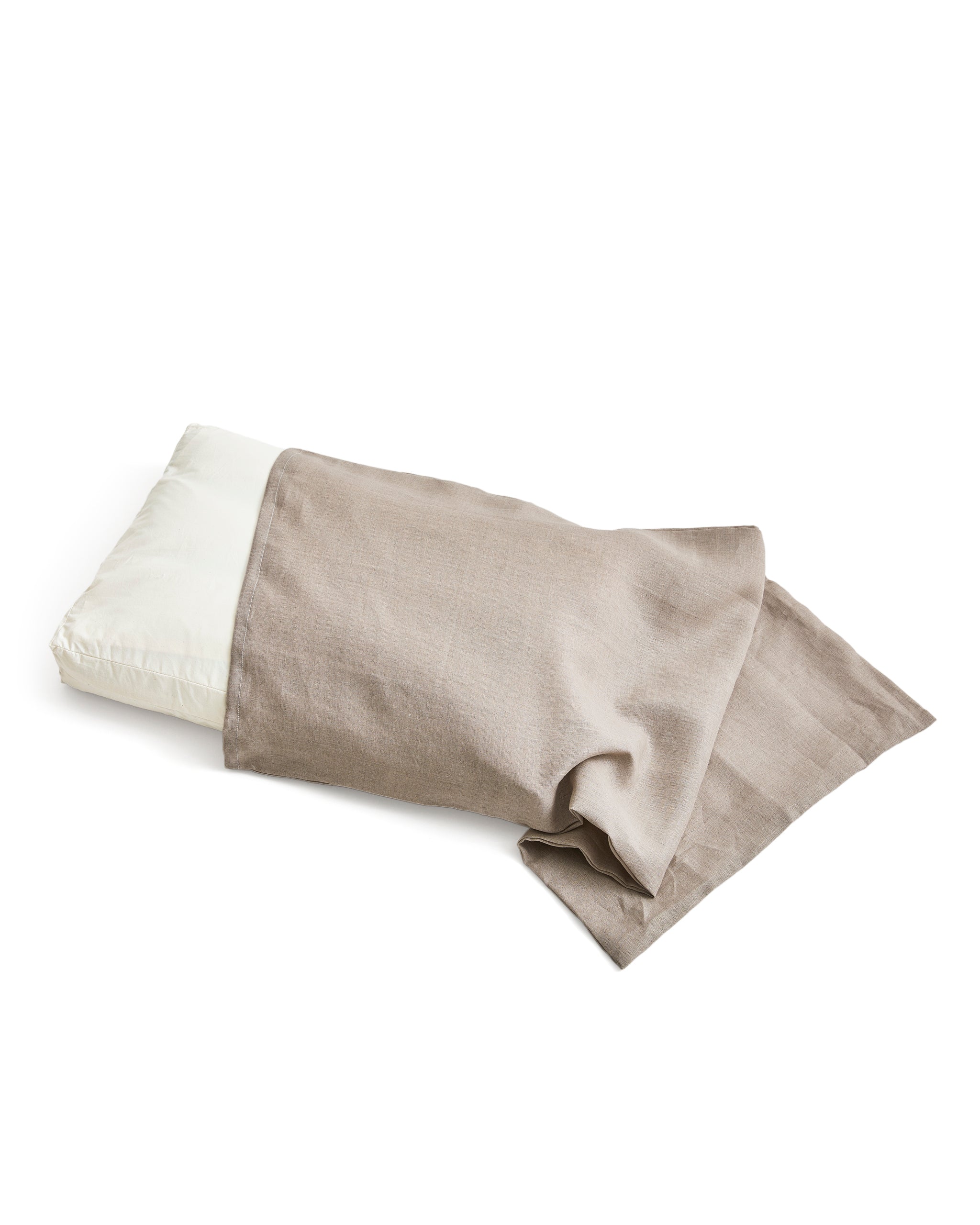 Pillow and linen pillowcase by Iwata on a white background