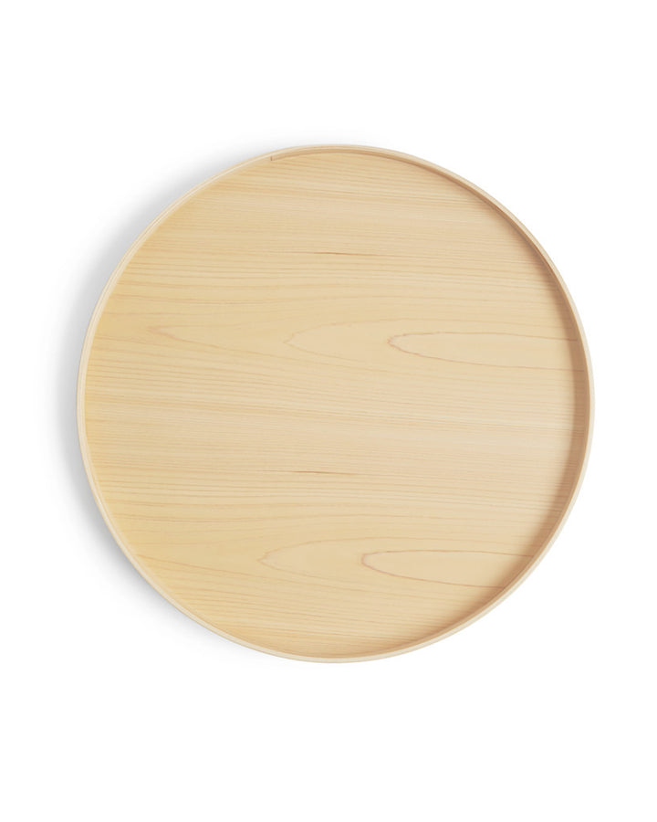 Silhouetted hinoki tray of magewa tray table 540 against white background.