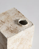 Up-close of Cube Clay Glazed Vase by Masanobu Ando on a gray backround
