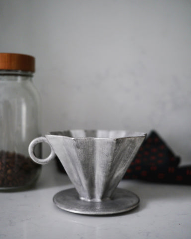 Large silver coffee dripper