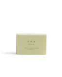 Hinoki Mutenka Sekken soap against a white backdrop. Packaging in a light green.