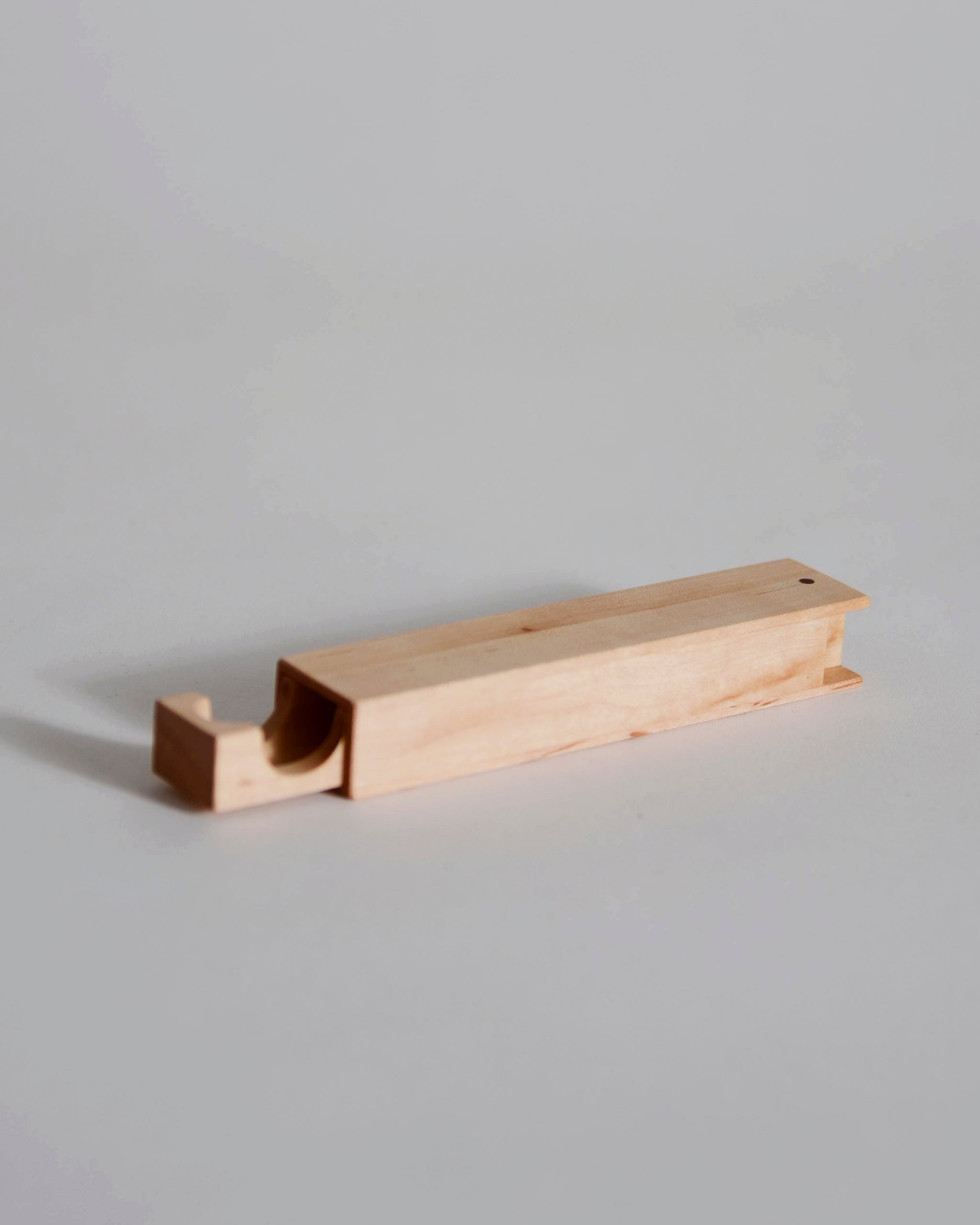 Maple wood toothpick case by Nalata Nalata and Tanno on a gray background