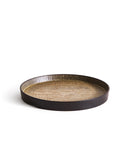 Wooden tray with black rim and beige interior by Ryuji Mitani on a white background