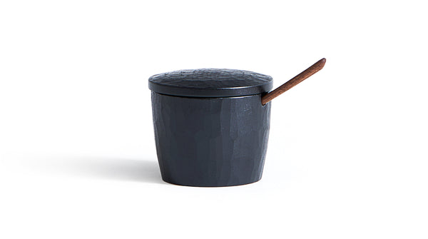 Noir Lidded Spice Bowl with Walnut Spoon