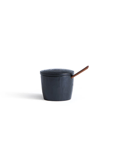 Noir Lidded Spice Bowl with Walnut Spoon