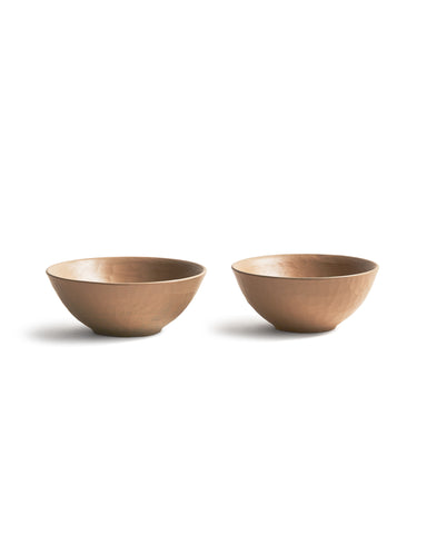 Front view of White Urushi Baby Bowl Set, side-by-side, by Ryuji Mitani against white background.