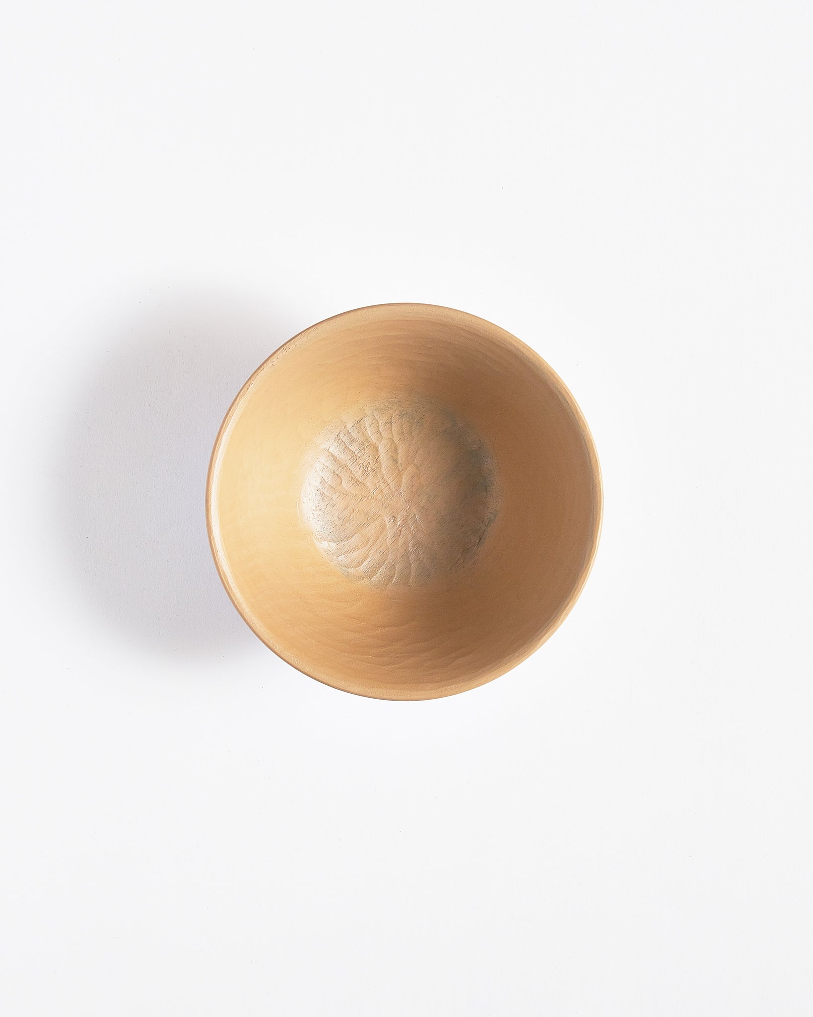 Top view of White Urushi Noodle or Soup Bowl by Ryuji Mitani against white-gray background.