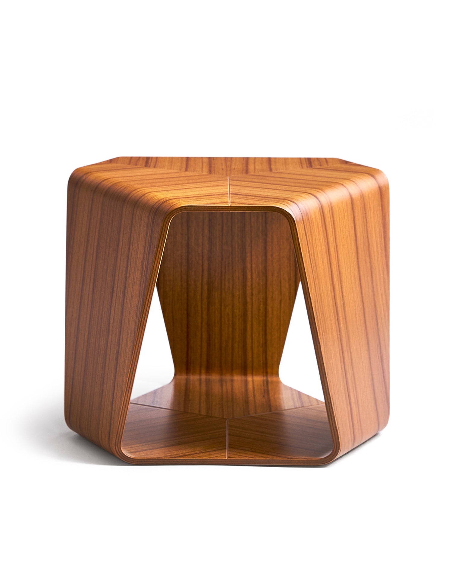 Up-close of a wooden stool by Tendo Mokko