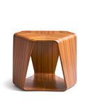 Up-close of a wooden stool by Tendo Mokko