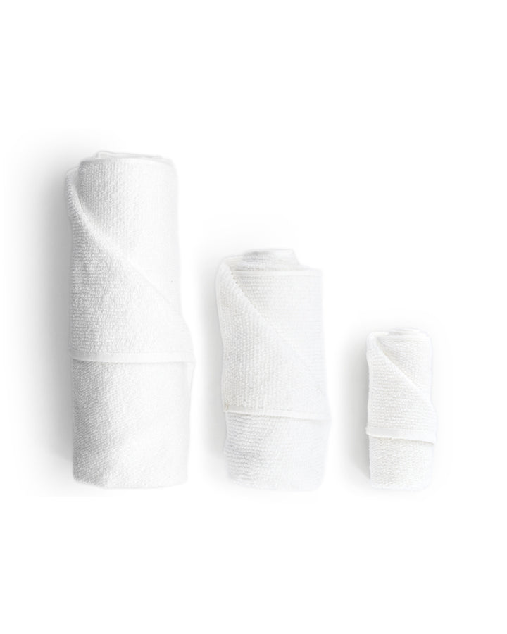 Horizontal Ridge and Pile Towels- White