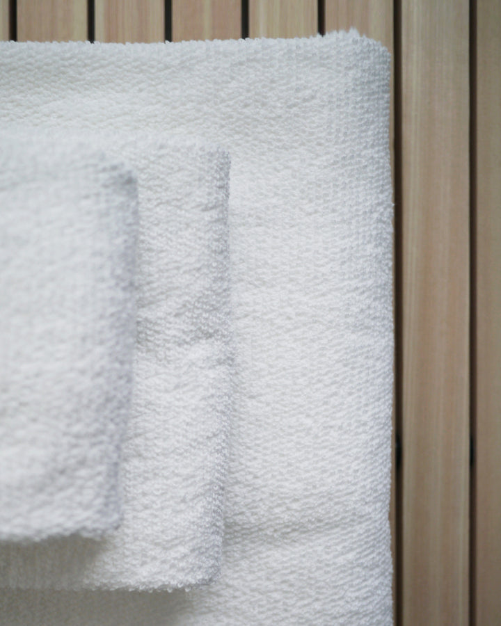 Horizontal Ridge and Pile Towels- White