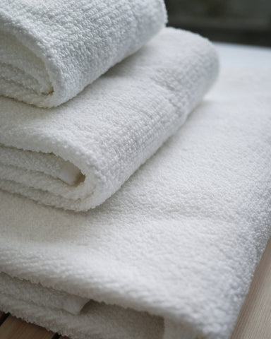 Horizontal Ridge and Pile Towels- White